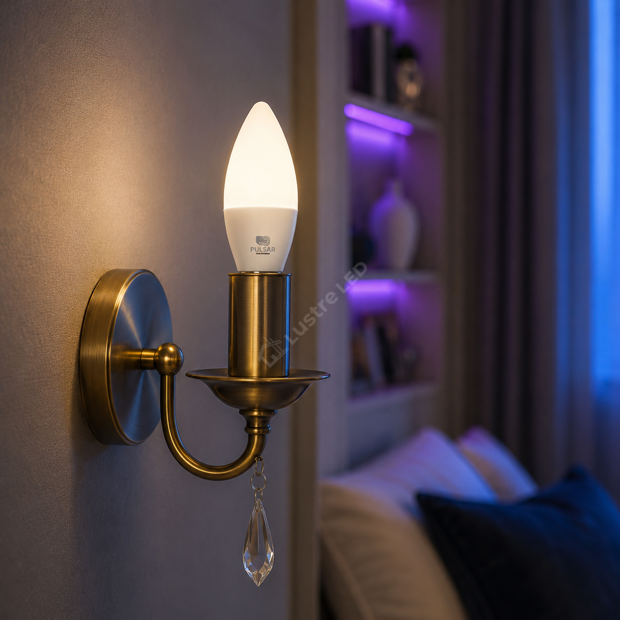 Bec LED Smart E14 C37 6W, 480lm PULSAR RGB Tuya WiFi + Bluetooth