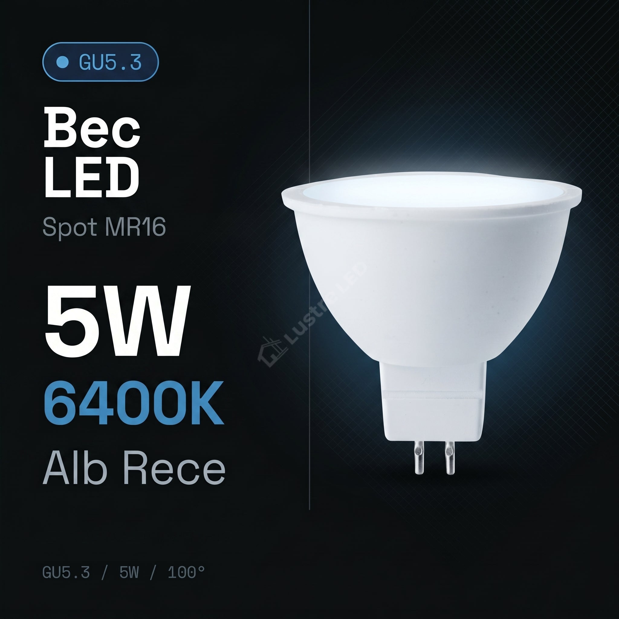 Bec LED Spot MR16 GU5.3 Alb Rece 5W Echivalent 25W