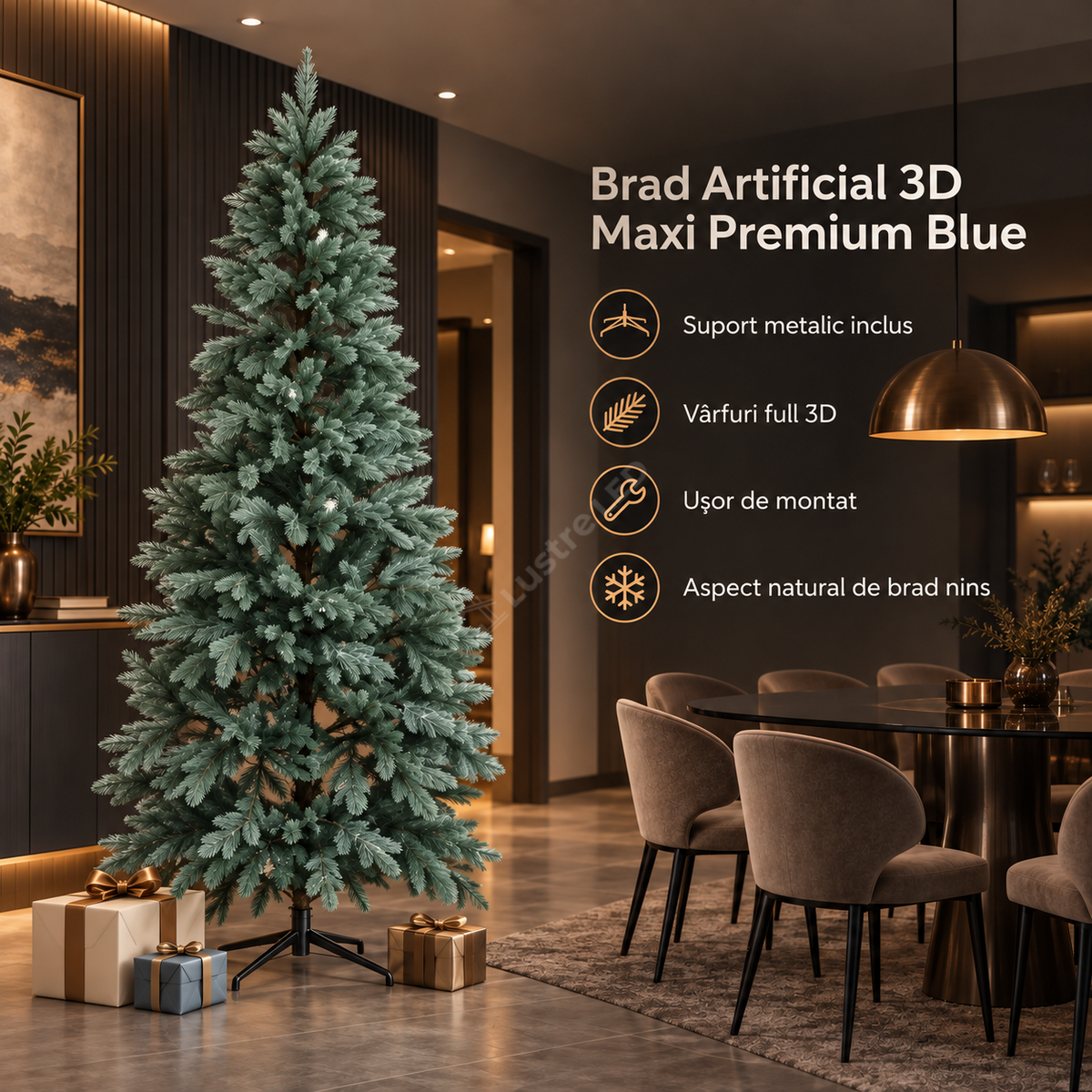 Brad Artificial de Craciun 3D Maxi Premium Blue H220xD120CM