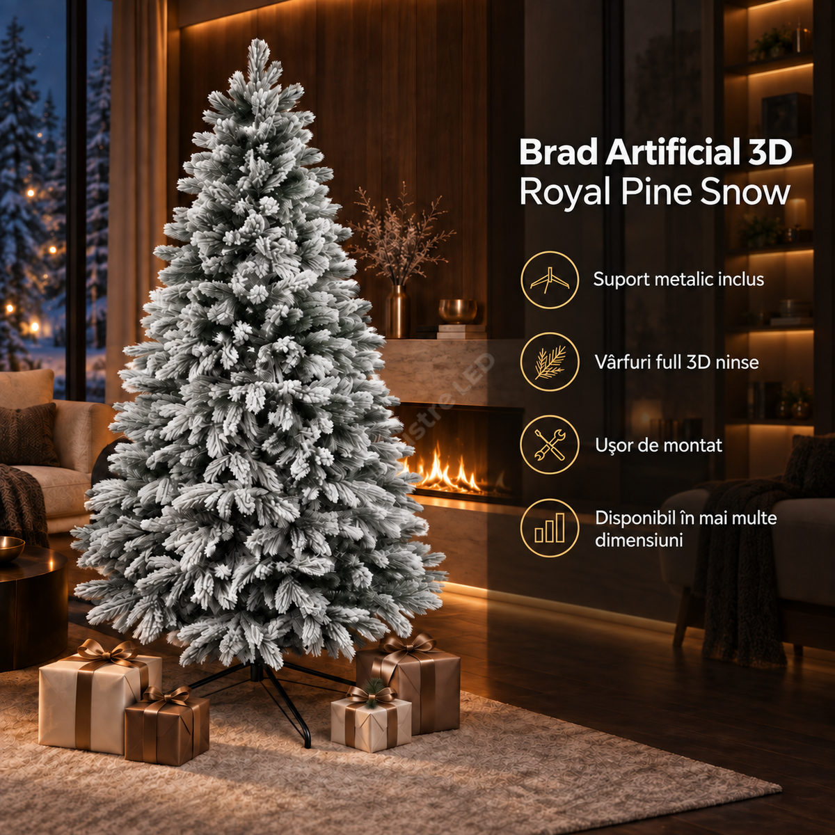 Brad Artificial de Craciun 3D ROYAL PINE SNOW