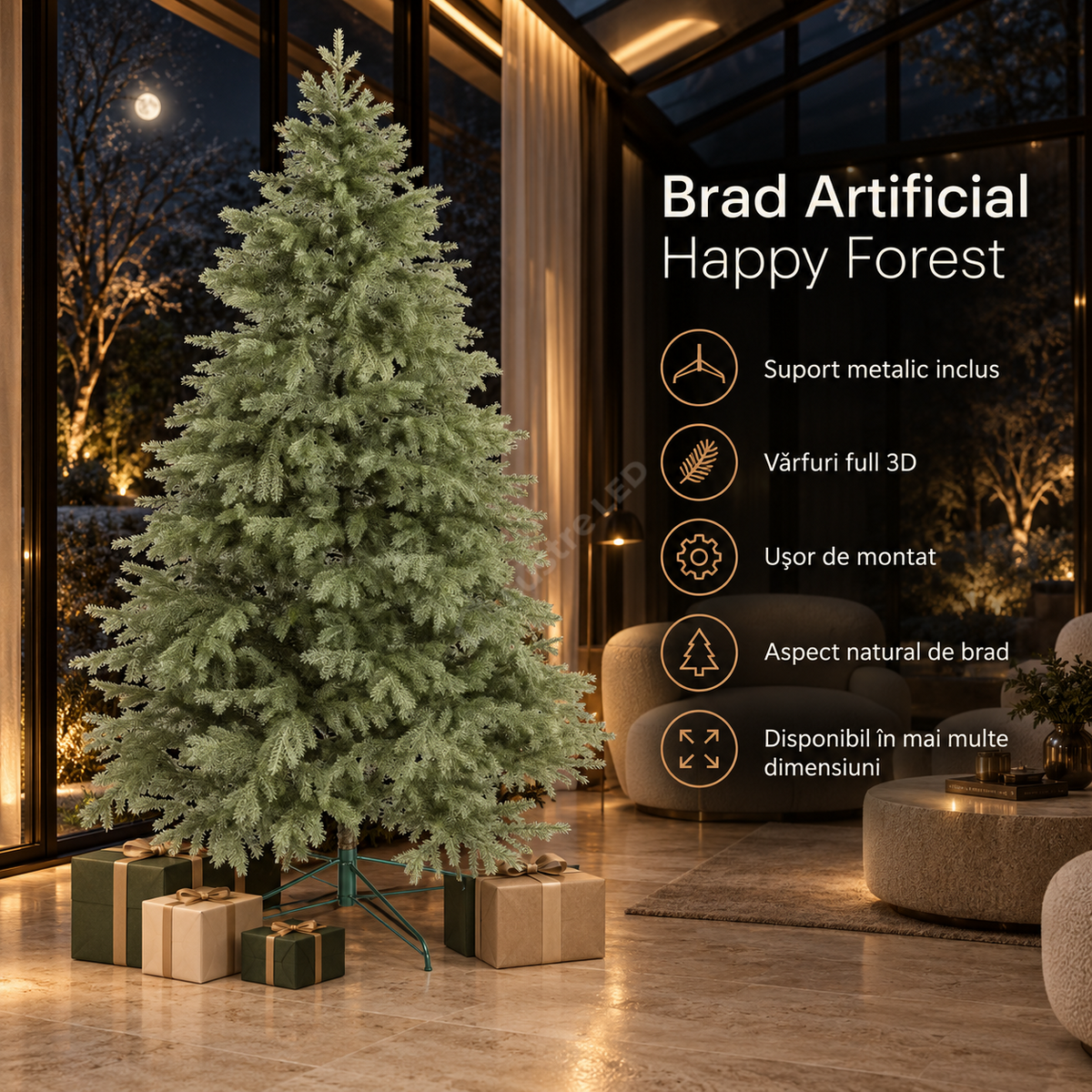 Brad Artificial de Craciun HAPPY FOREST 3D Verde