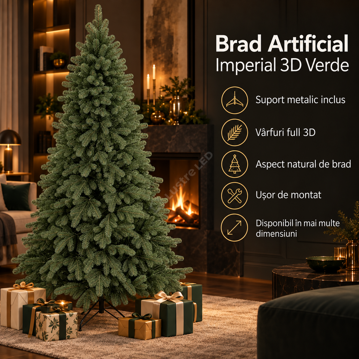 Brad Artificial de Craciun Imperial 3D Verde