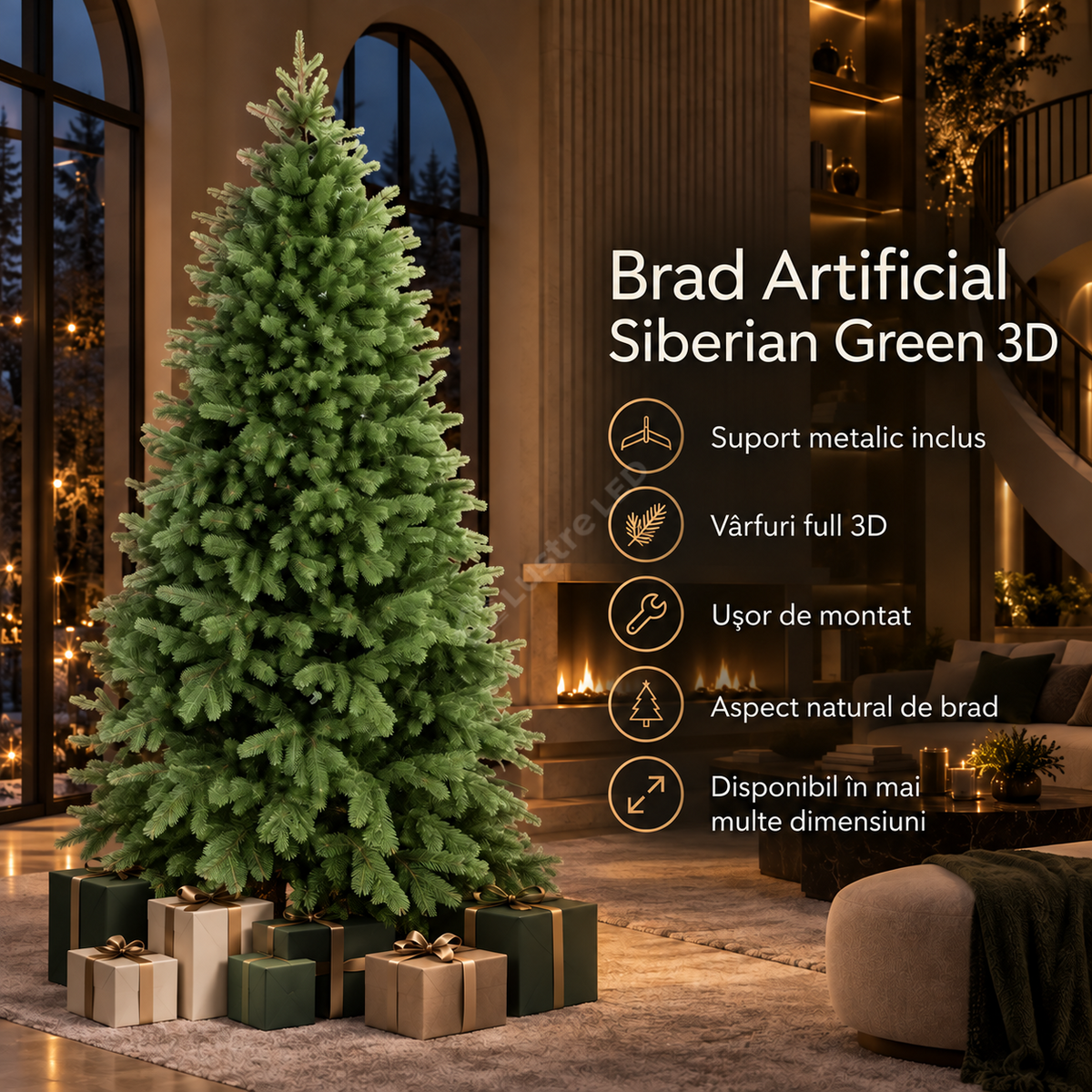 Brad Artificial de Craciun SIBERIAN GREEN 3D Verde