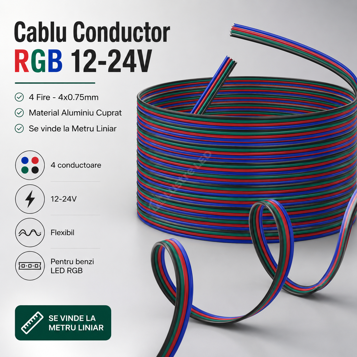 Cablu Conductor RGB 12-24V 4 Fire