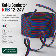Cablu Conductor RGB 12-24V 4 Fire