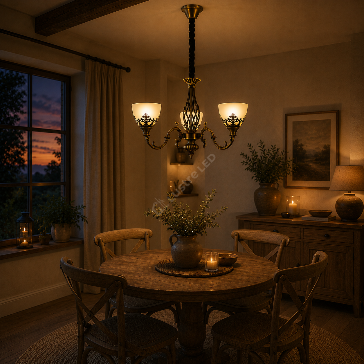 Candelabru Antichizat Bronz 3XE27 Melo