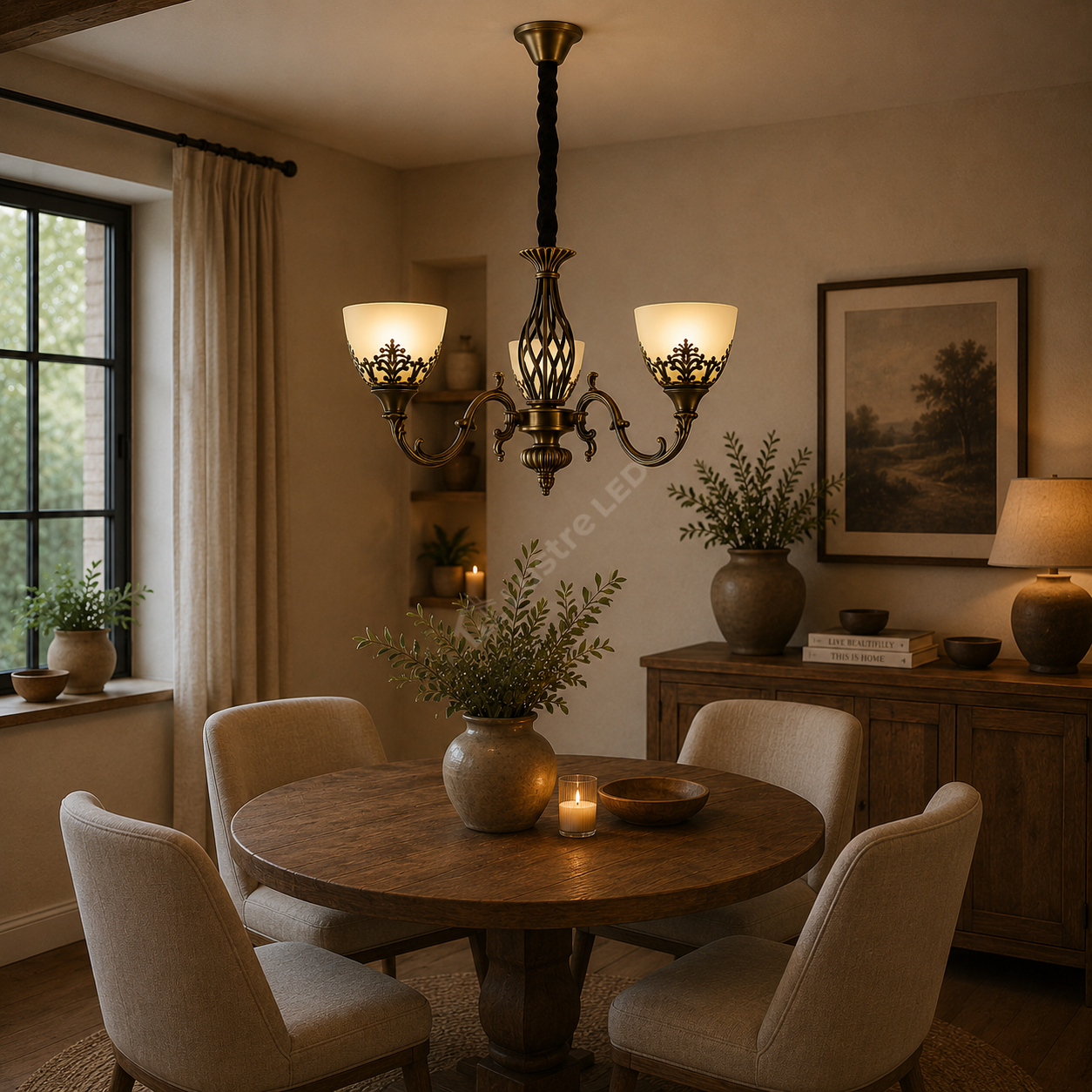 Candelabru Antichizat Bronz 3XE27 Melo