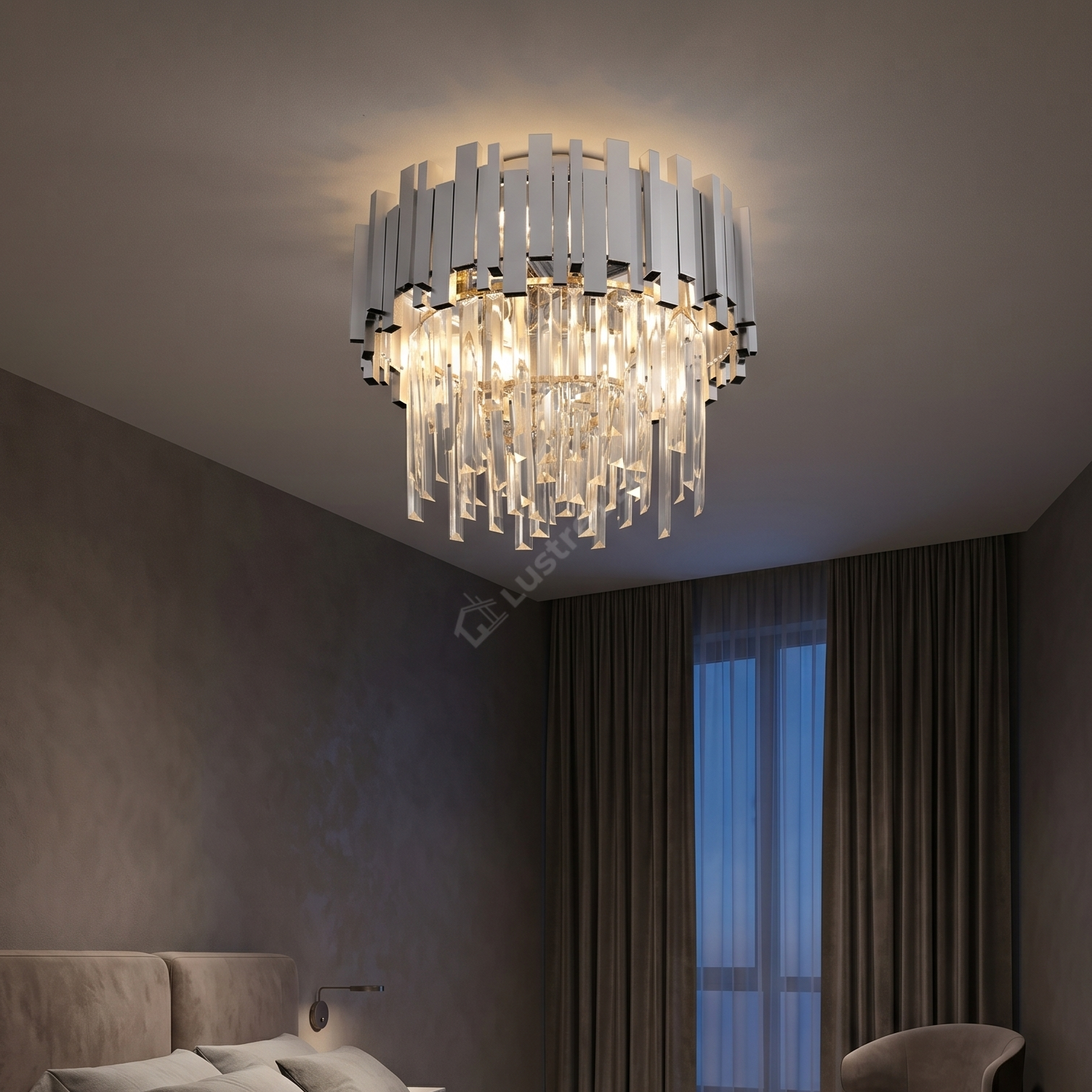 Candelabru Aplicat Cristal GLORY SILVER 400mm