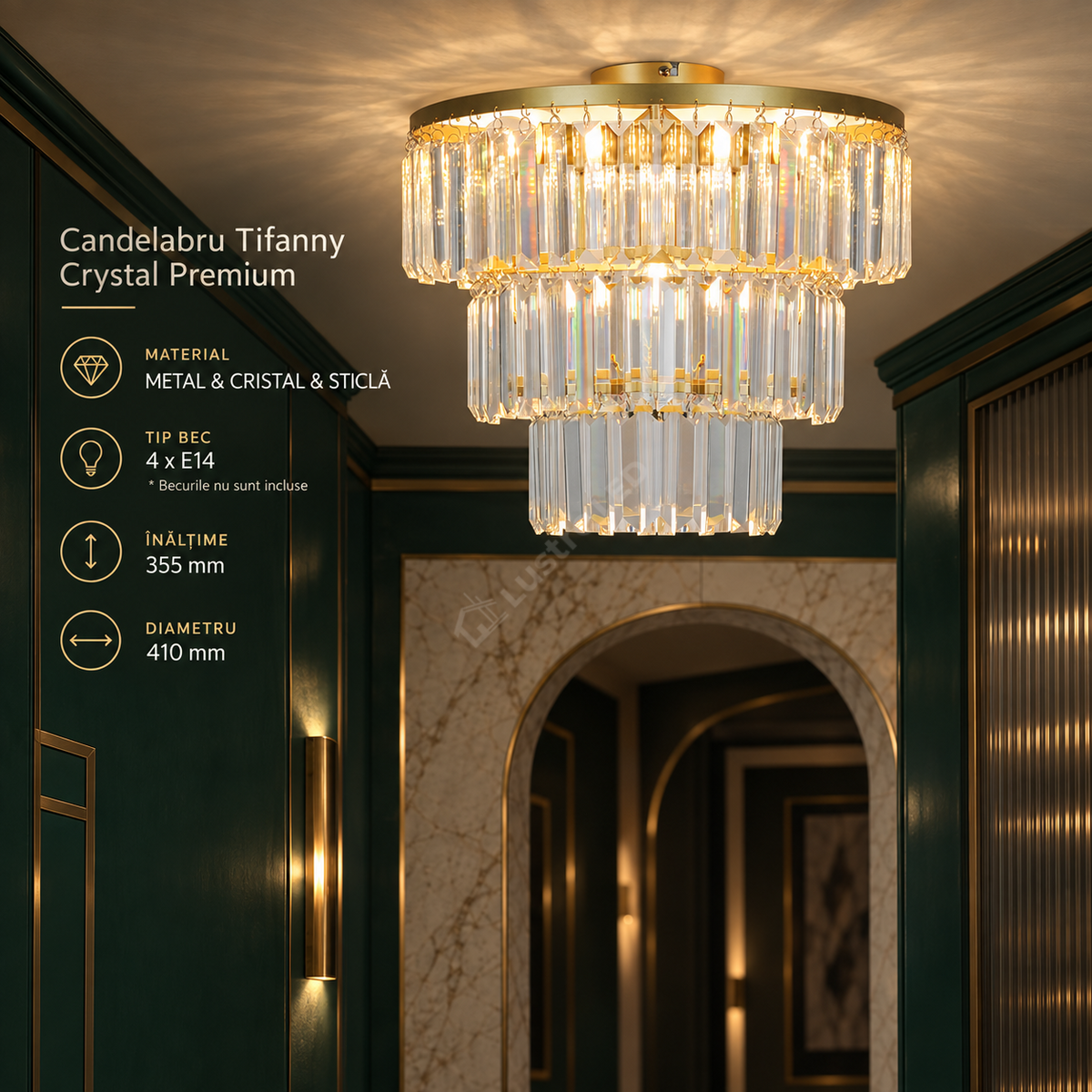 Candelabru Aplicat Tifanny Crystal Gold Premium Ø41CM