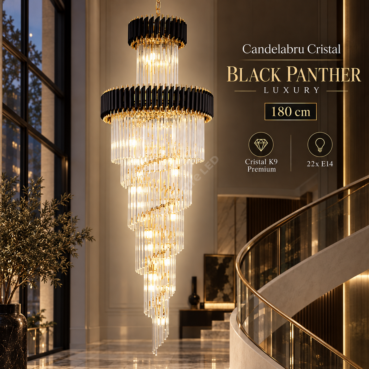 Candelabru Cristal BLACK PANTHER LUXURY 180cm