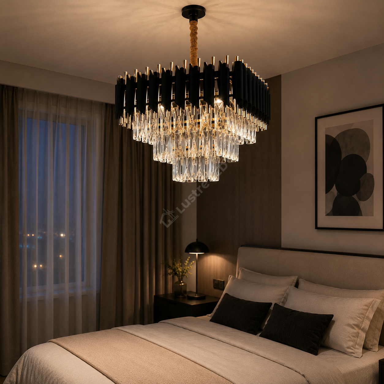 Candelabru Cristal Black Panther Square 400mm