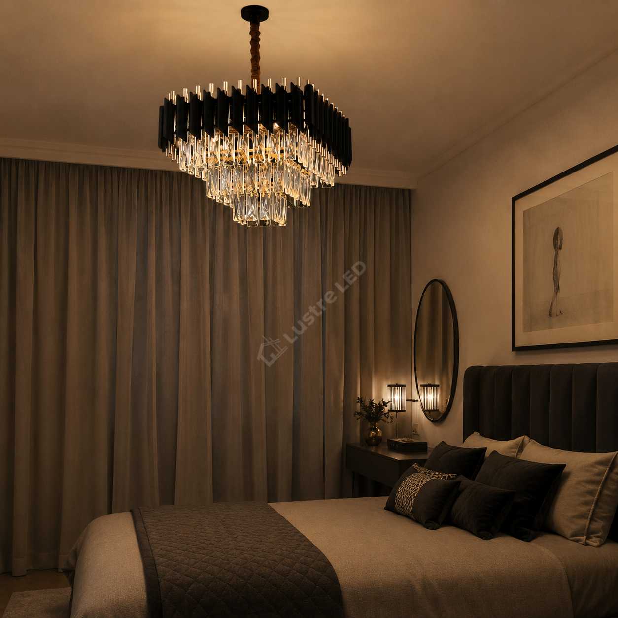 Candelabru Cristal Black Panther Square 400mm