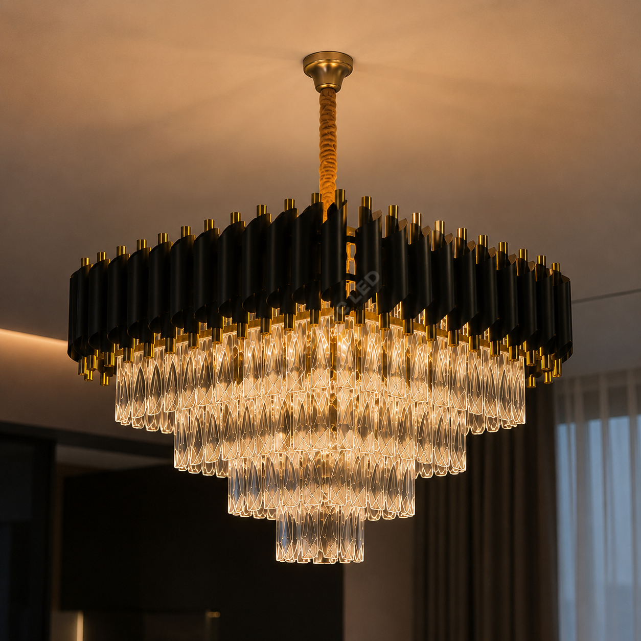Candelabru Cristal Black Panther Square 500mm