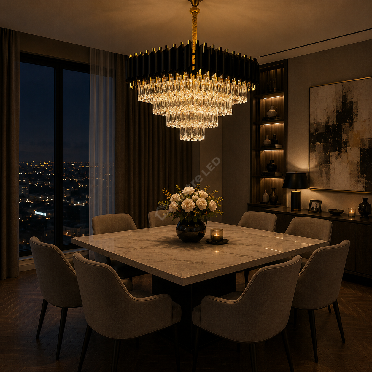 Candelabru Cristal Black Panther Square 500mm