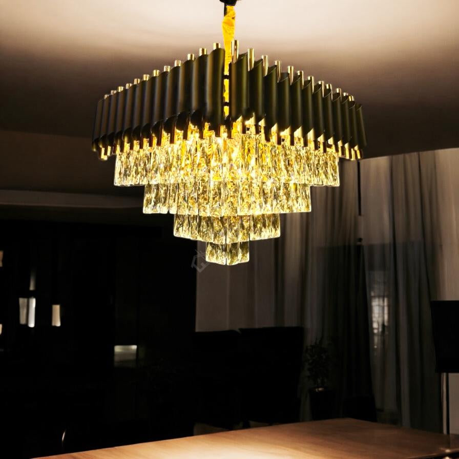 Candelabru Cristal Black Panther Square 500mm NEGRU + AURIU / 50CM / CRISTAL Chandeliers Crystal