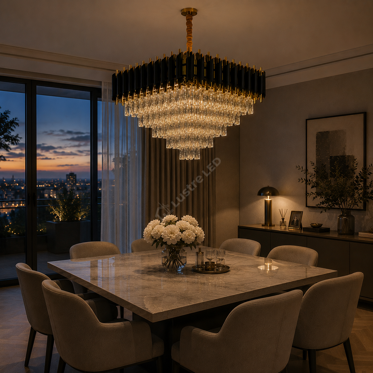 Candelabru Cristal Black Panther Square 600mm