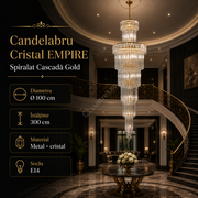 Candelabru Cristal EMPIRE Spiralat Cascada Gold Ø100cm H300cm E14