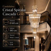 Candelabru Cristal EMPIRE Spiralat Cascada Gold Ø60cm H180cm E14