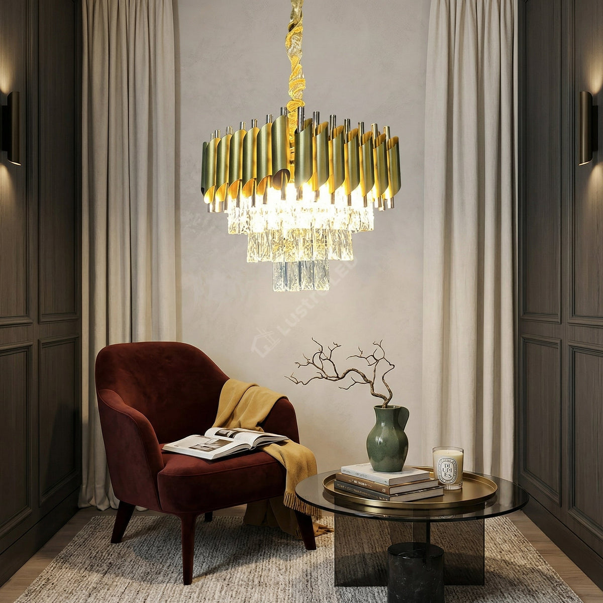 Candelabru Cristal GOLD PANTHER 4xE14 300mm