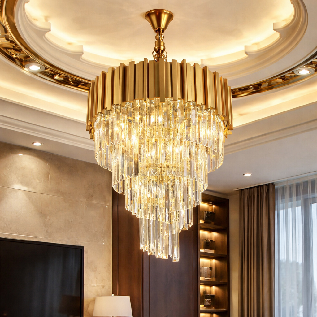 Candelabru Cristal GOLDEN MAXI RAIN 500mm