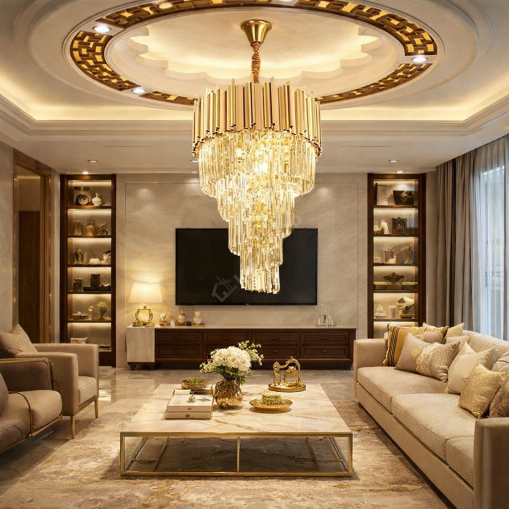 Candelabru Cristal GOLDEN MAXI RAIN 500mm