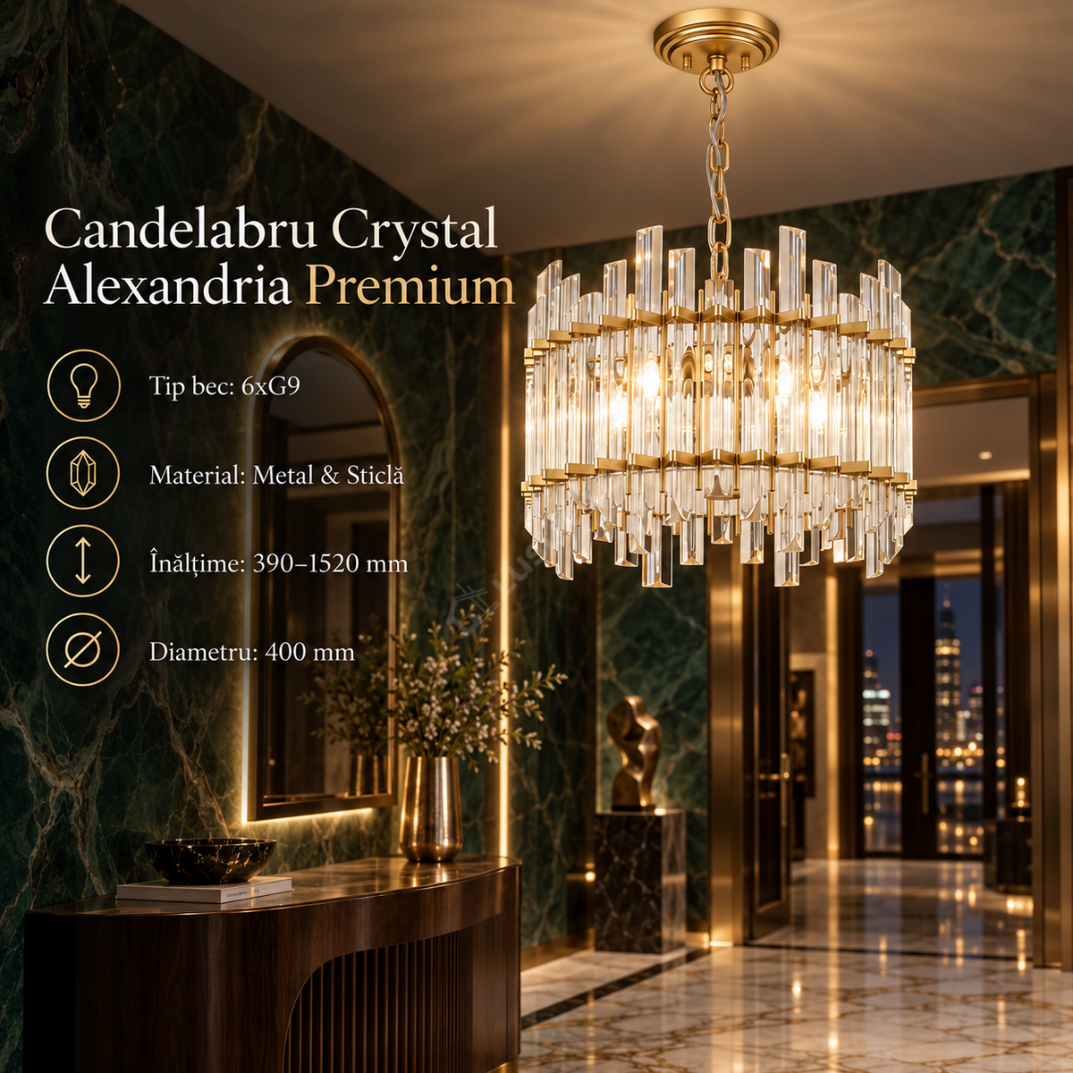 Candelabru Cristal Luxury ALEXANDRIA Premium