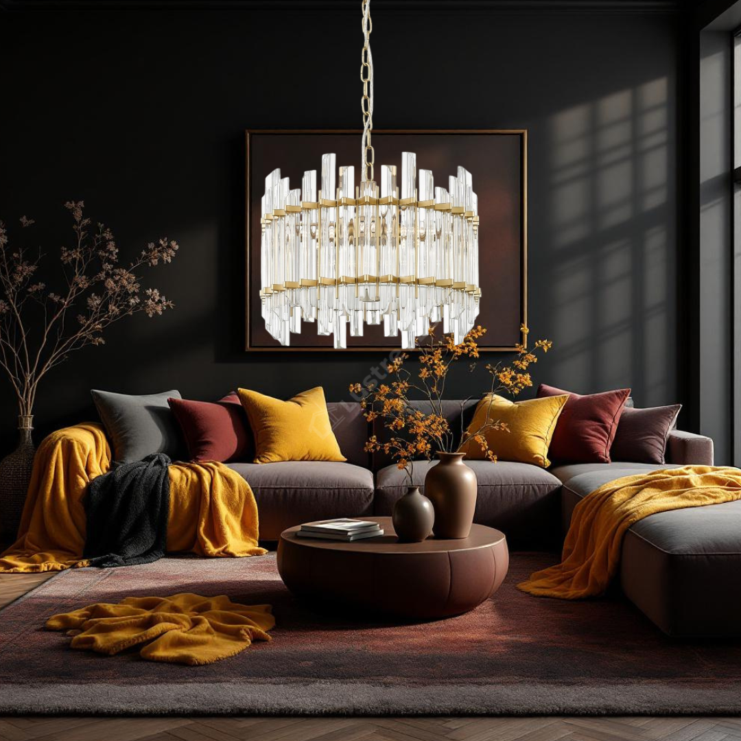 Lustra Cristal 6XG9 Gold Klaro ALB + AURIU / CRISTAL / 40CM Chandeliers Crystal