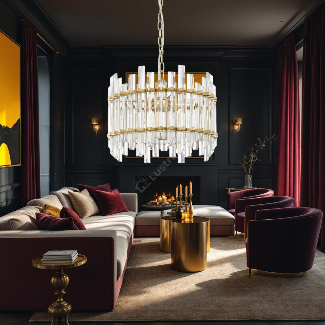 Lustra Cristal 6XG9 Gold Klaro ALB + AURIU / CRISTAL / 40CM Chandeliers Crystal