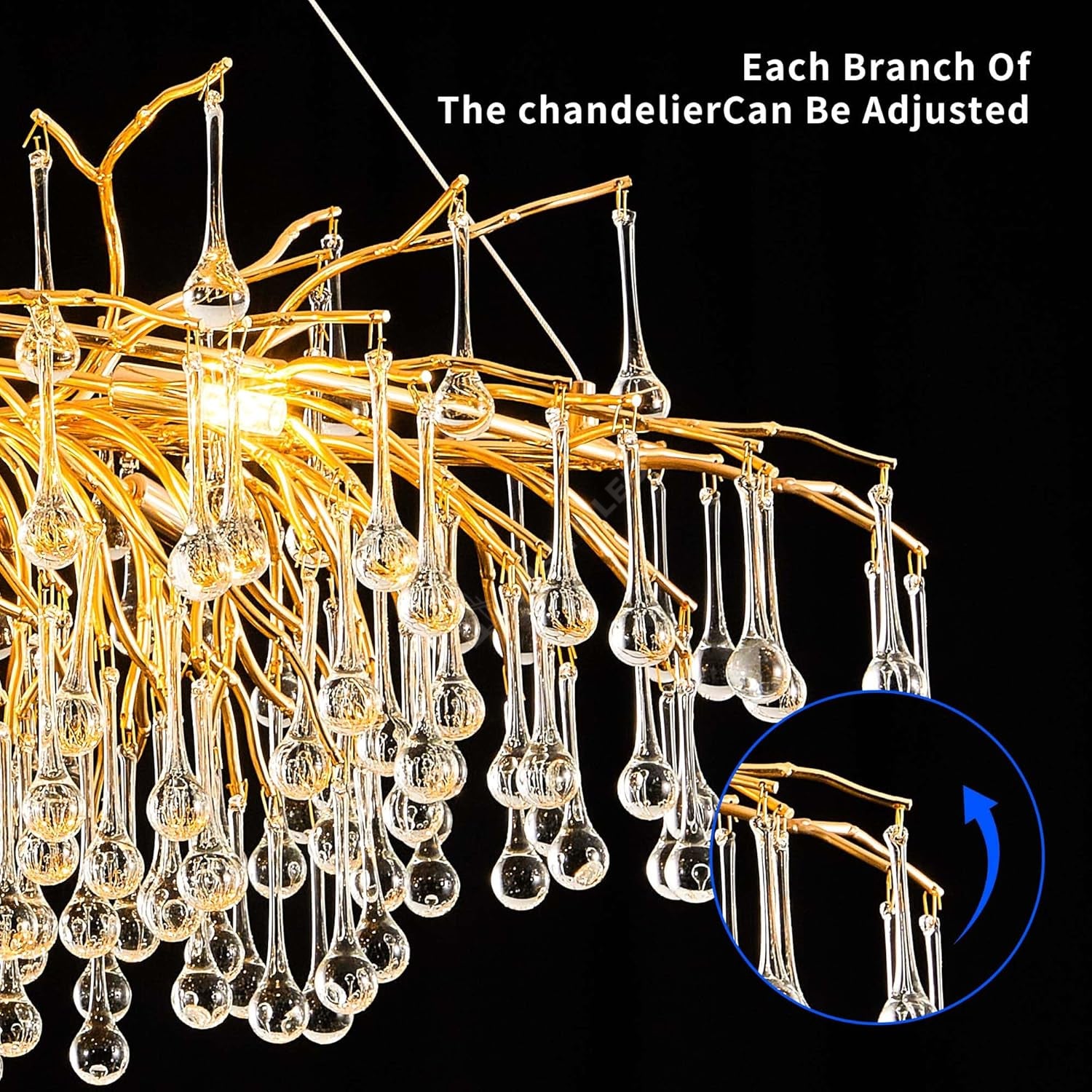 Candelabru Cristal LUXURY Golden Tears 120x60cm AURIE / 120CM / LUXURY Chandeliers Crystal