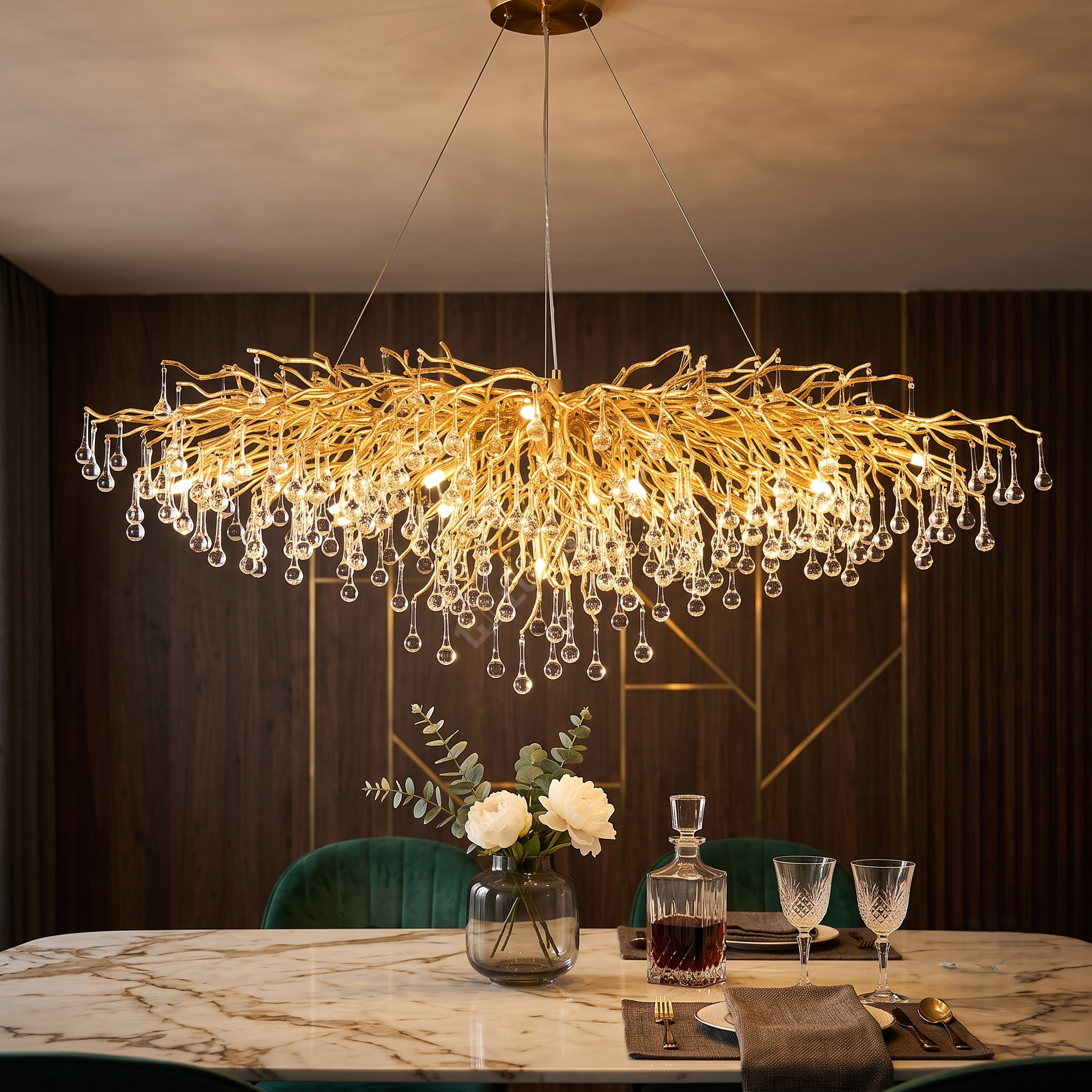 Candelabru Cristal LUXURY Golden Tears 140x50CM