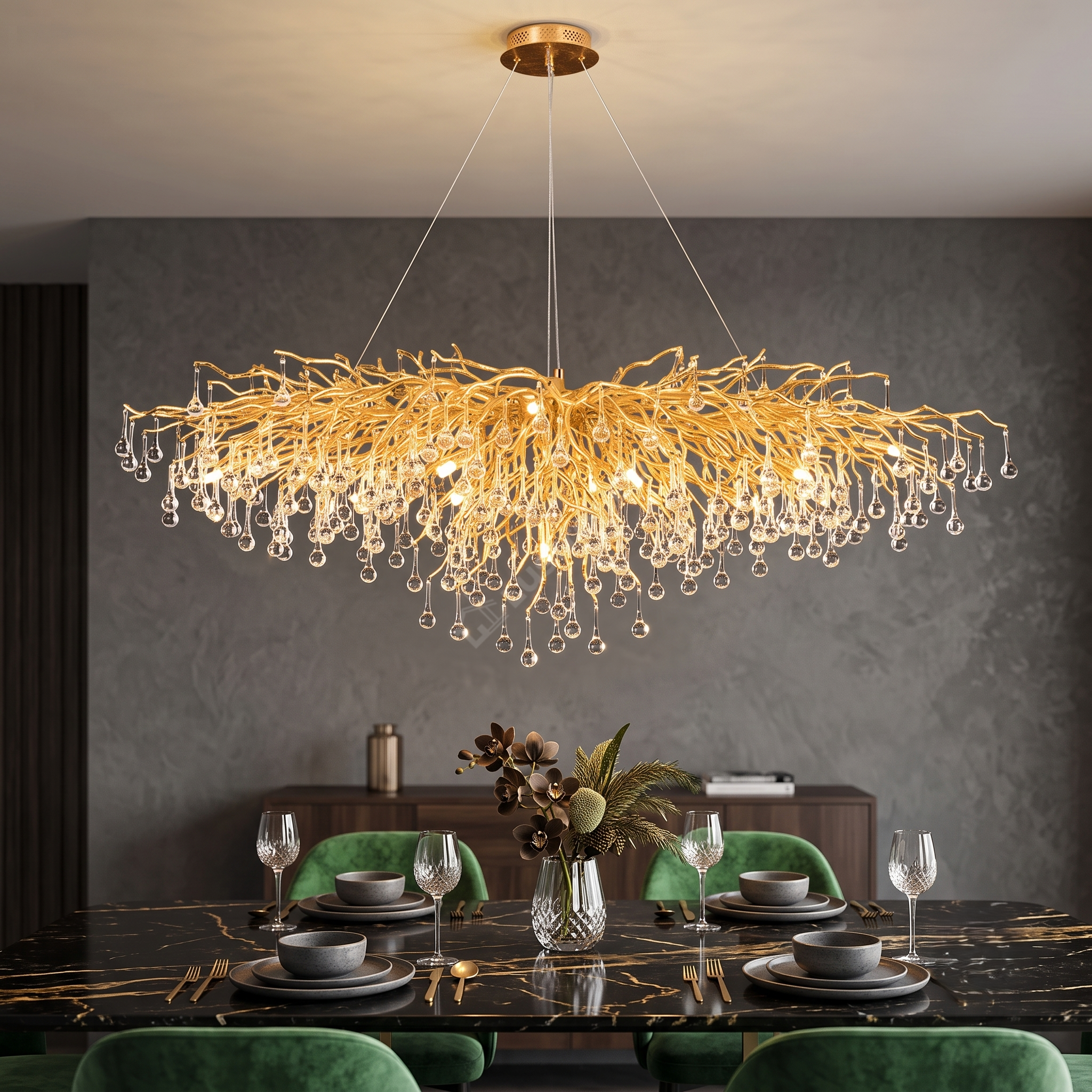 Candelabru Cristal LUXURY Golden Tears 140x50CM