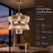 Candelabru Cristal Maxi Aurelia Silver Premium ⌀54CM