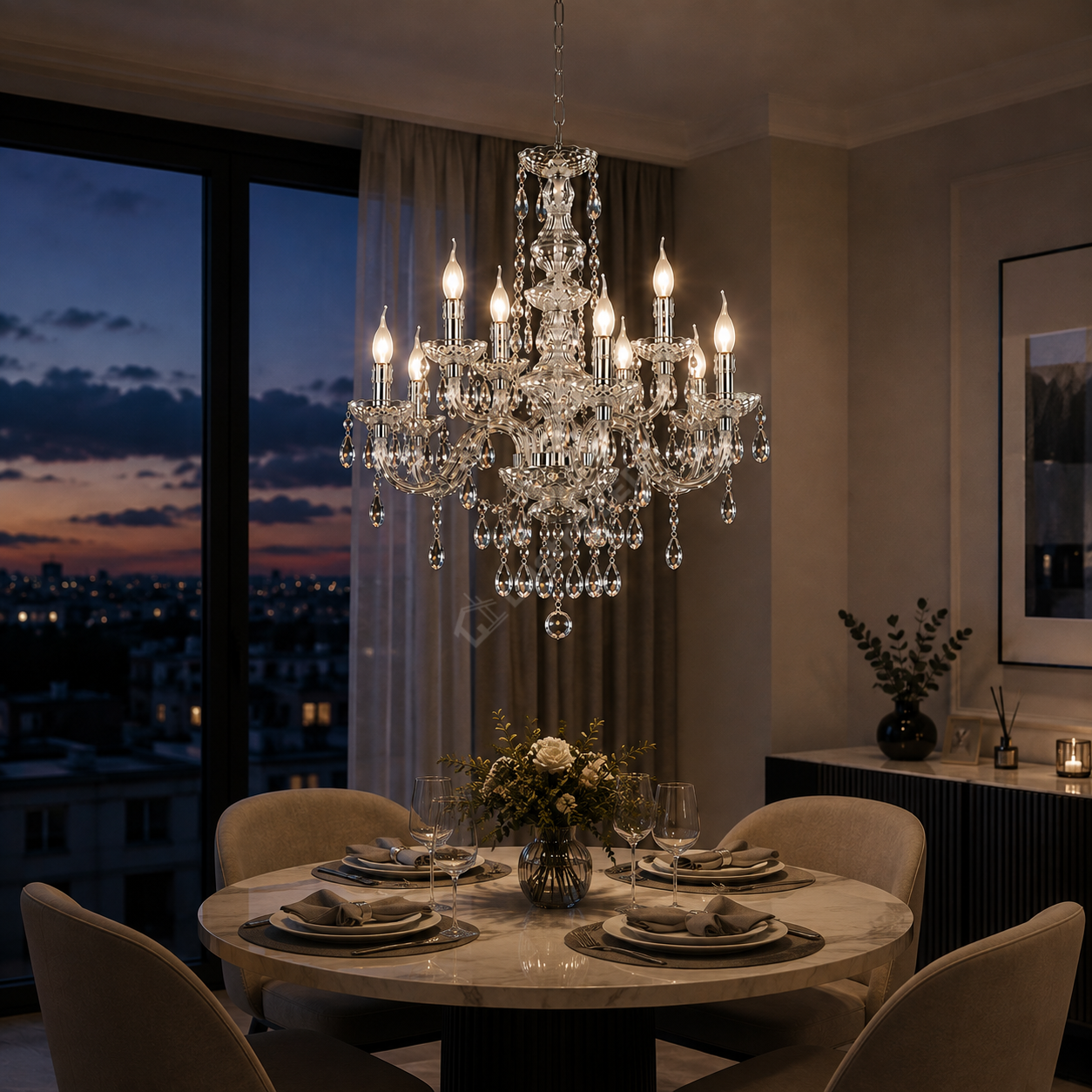 Candelabru Cristal Maxi Luster Silver