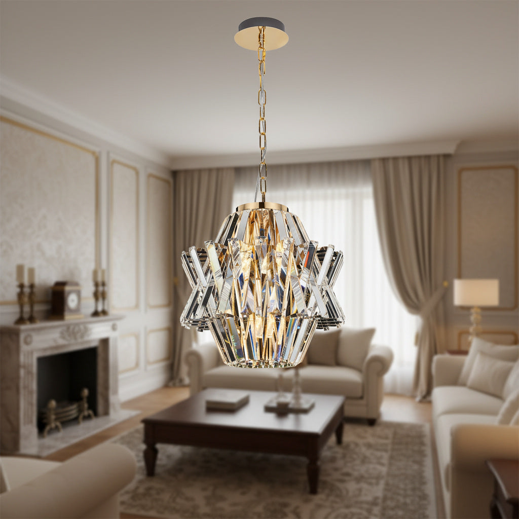 Candelabru Cristal Mini Crown Gold Premium ⌀34CM