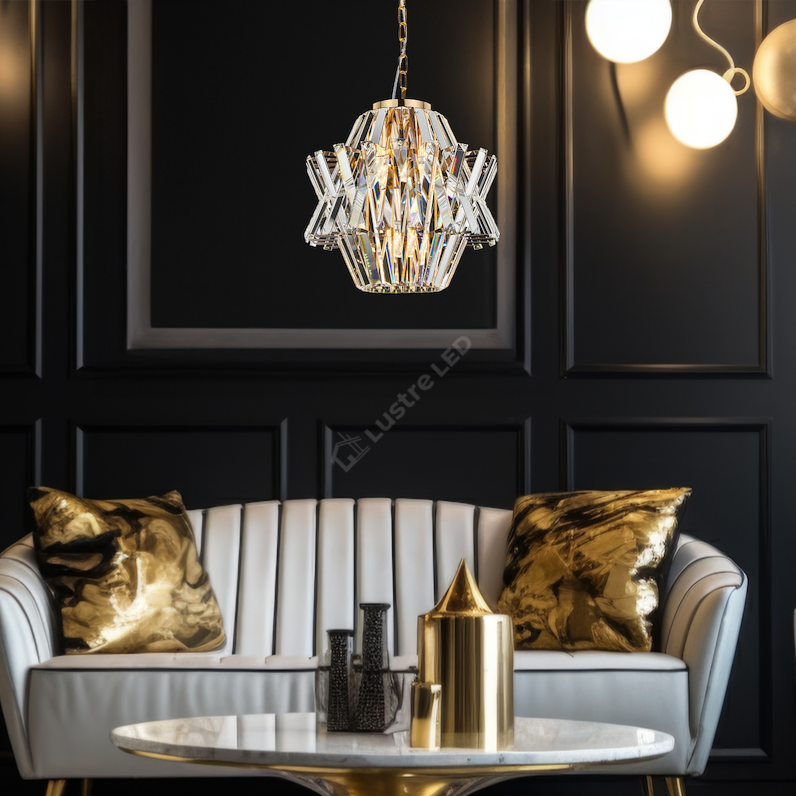 Candelabru Cristal Mini Crown Gold Premium ⌀34CM
