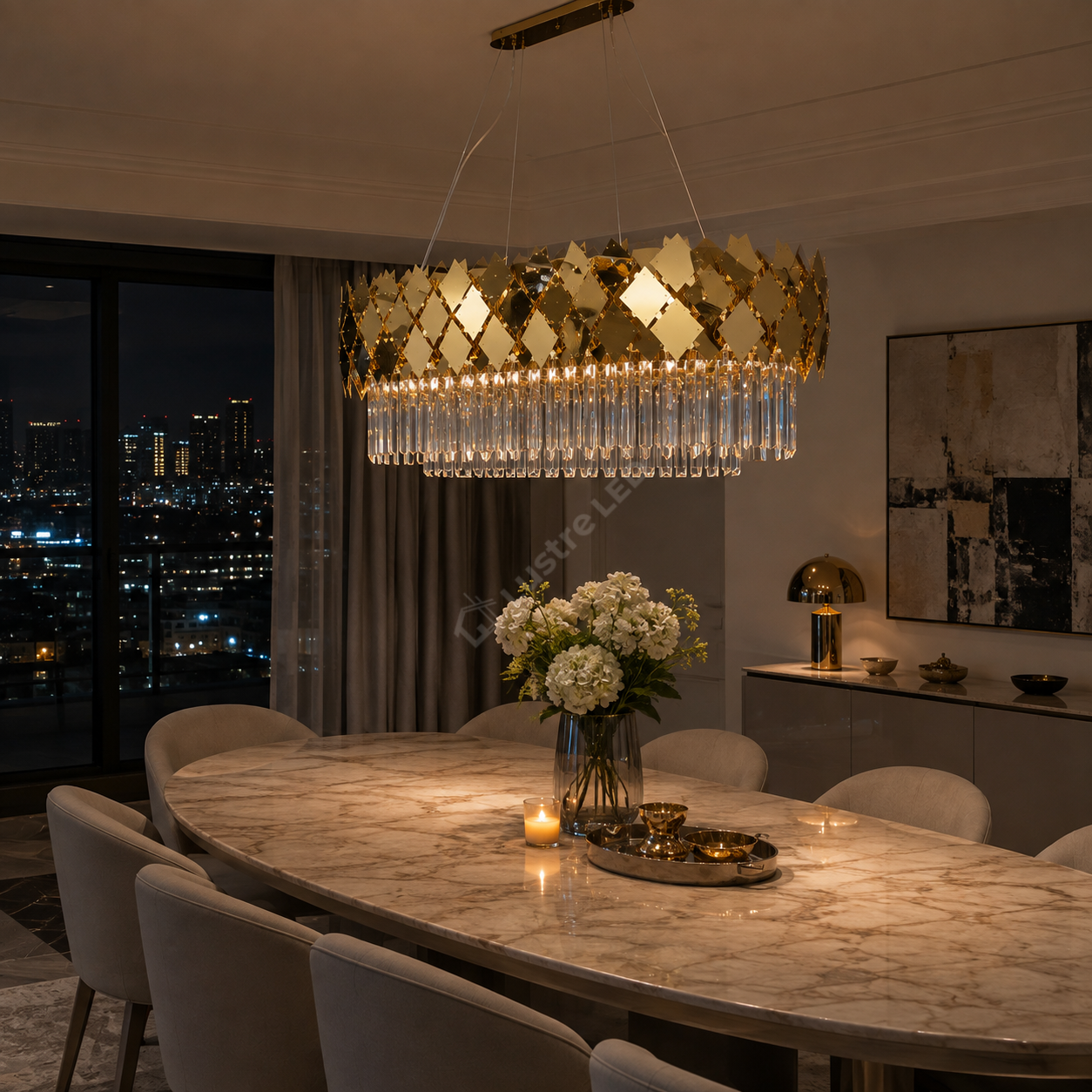 Candelabru Cristal Modern Troy 80x30cm Golden Chrome