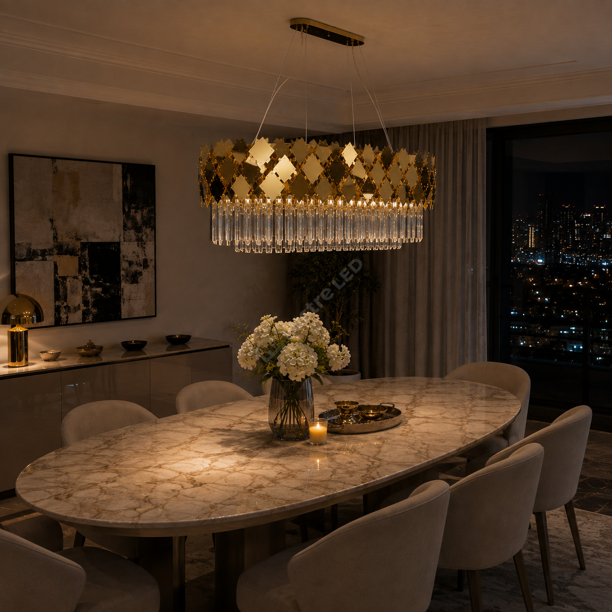 Candelabru Cristal Modern Troy 80x30cm Golden Chrome