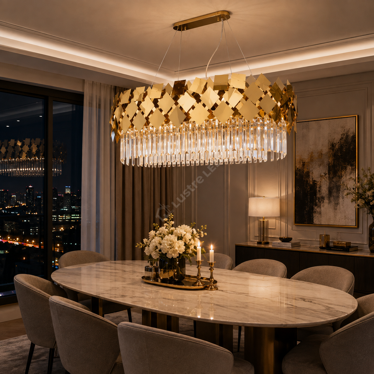 Candelabru Cristal Modern Troy 80x30cm Golden Chrome