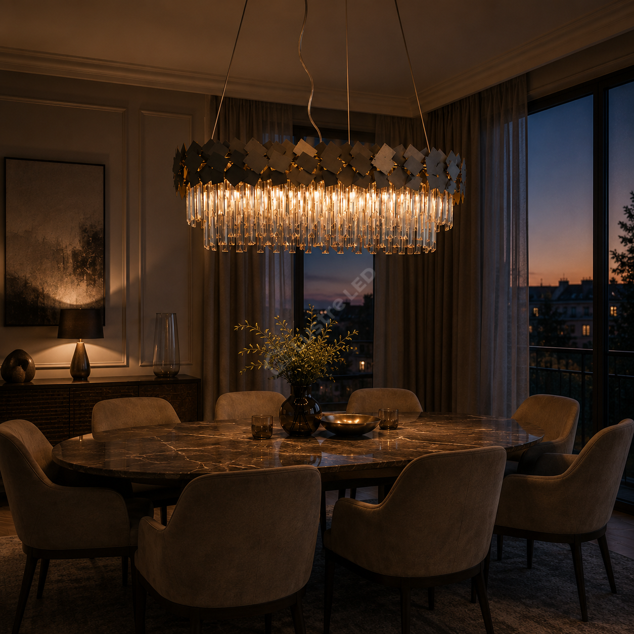 Candelabru Cristal Modern Troy 80x30cm Golden Mate