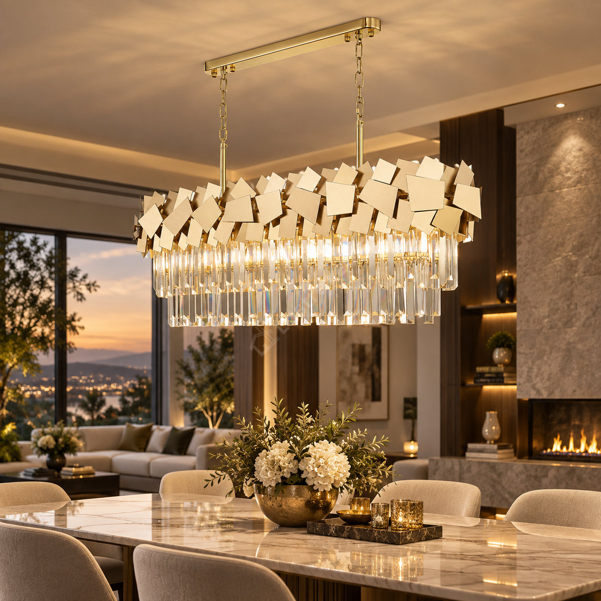 Candelabru Cristal Modern Troy 80x30cm Golden Mate