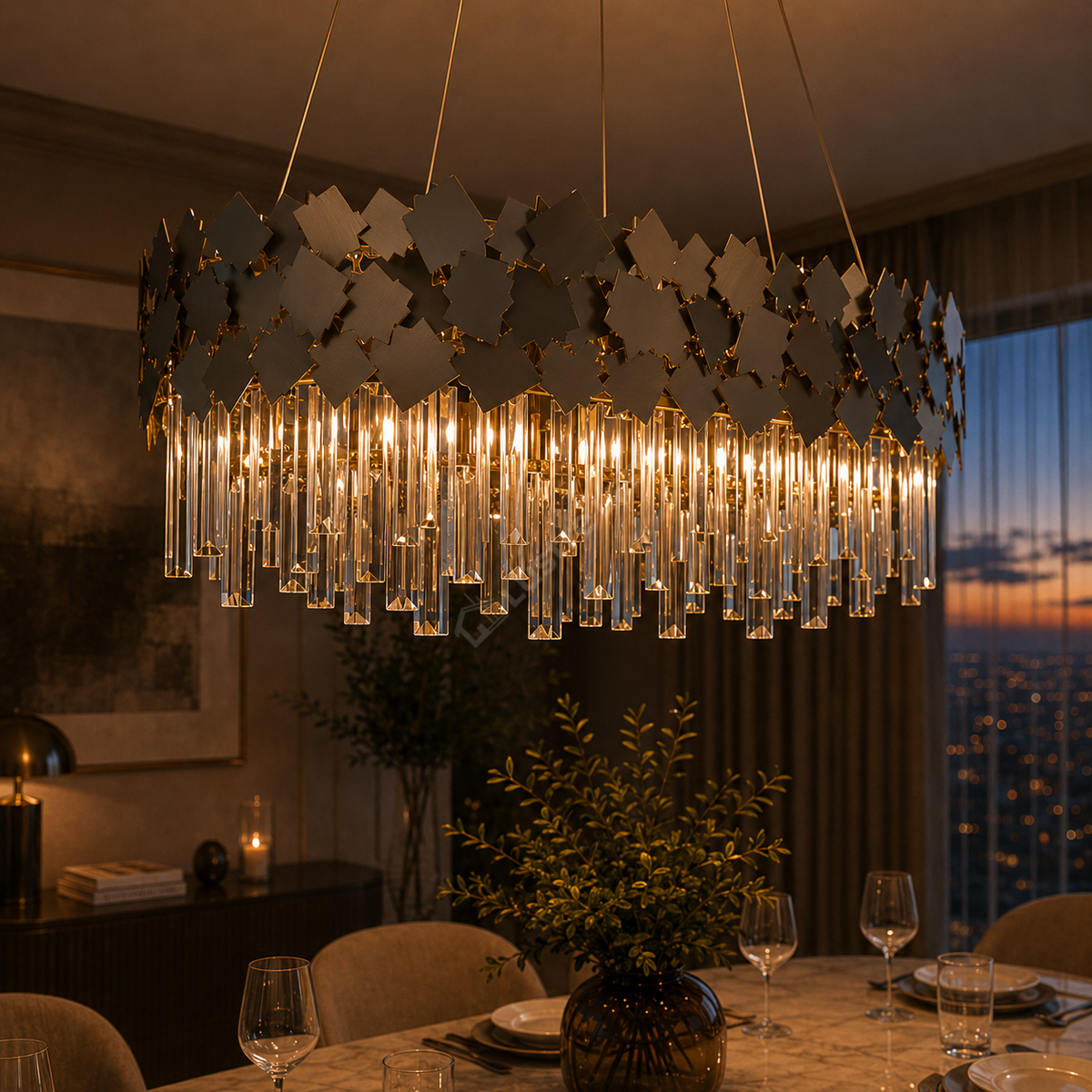 Candelabru Cristal Modern Troy 80x30cm Golden Mate