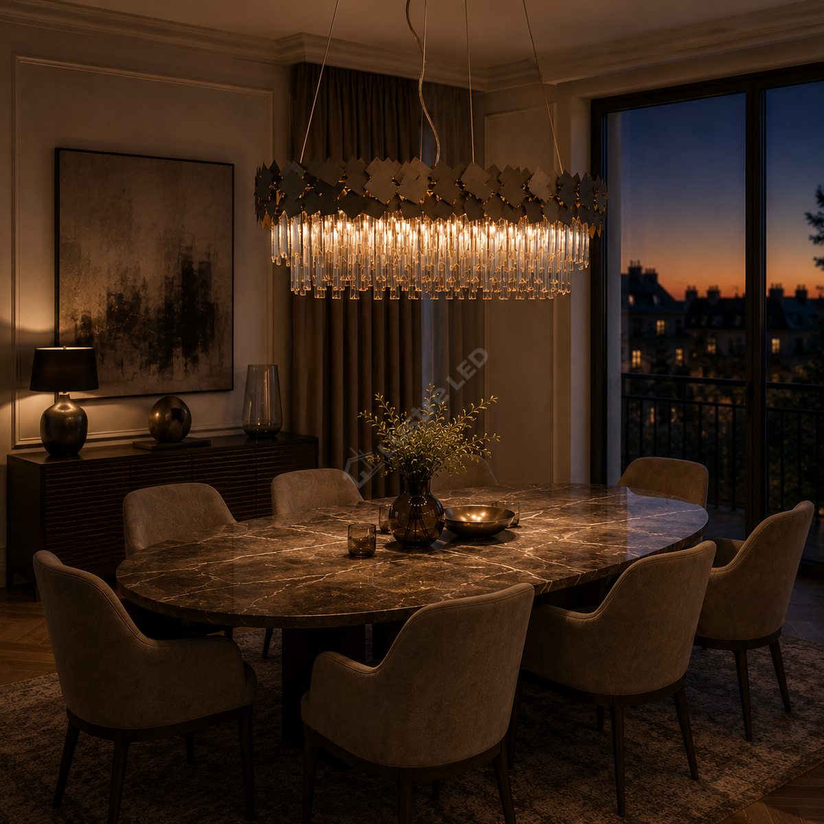 Candelabru Cristal Modern Troy 80x30cm Golden Mate