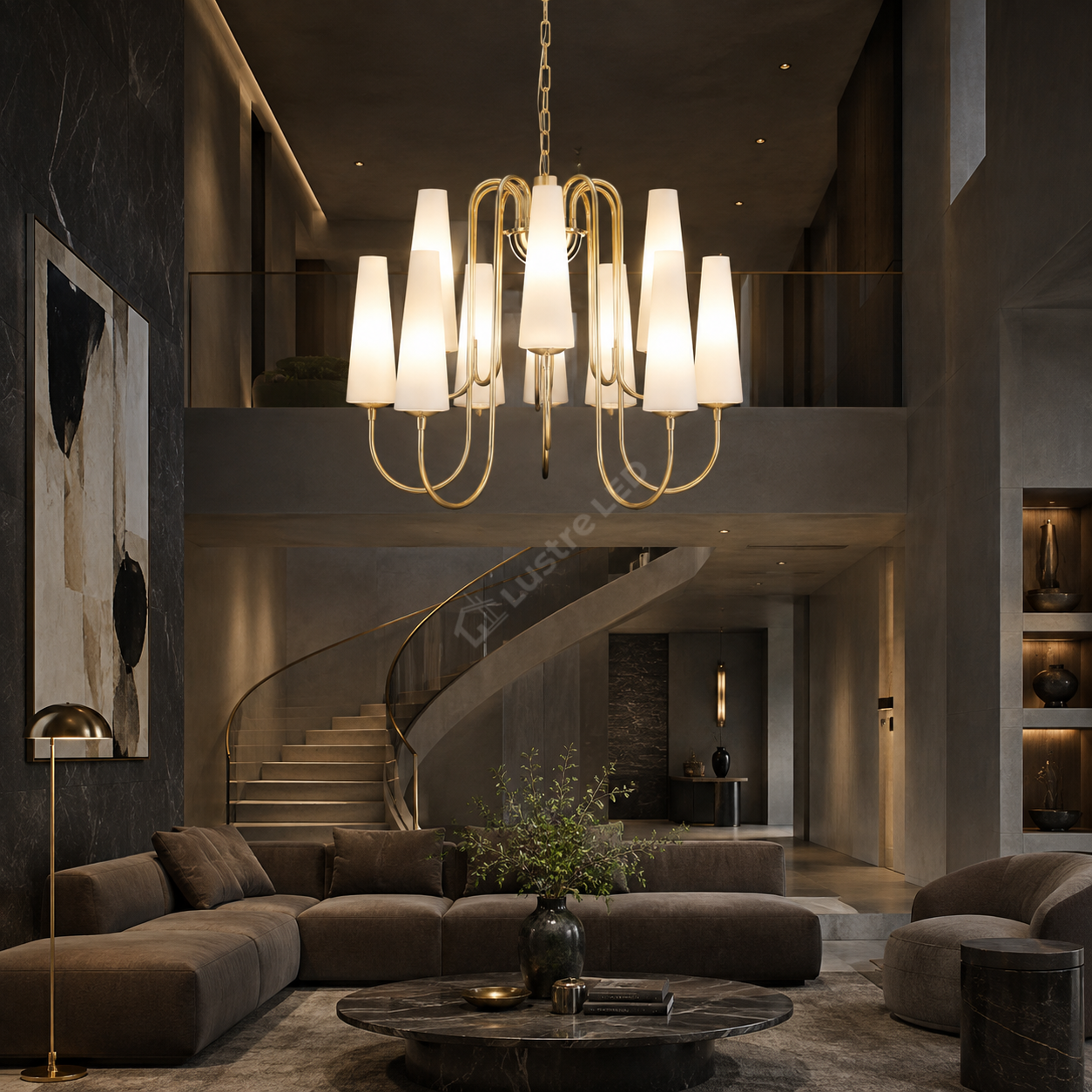 Candelabru Gold MAGNUM cu Abajur 10xE14 60CM