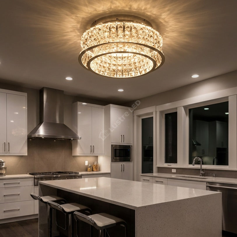 Candelabru LED Aplicat Premium Zevion Silver Crystal Echivalent 400W