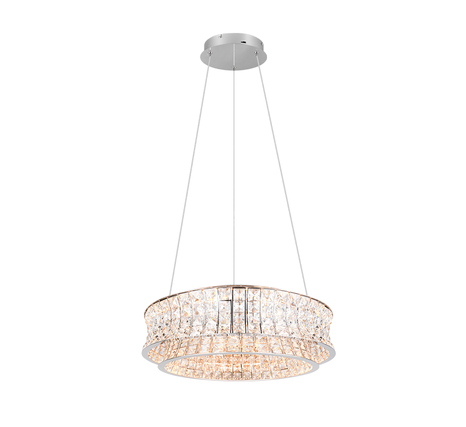 Candelabru LED Suspendat Premium Zevion Silver Crystal Echivalent 500W