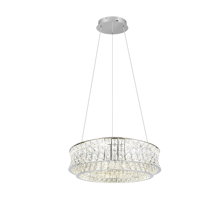 Candelabru LED Suspendat Premium Zevion Silver Crystal Echivalent 500W