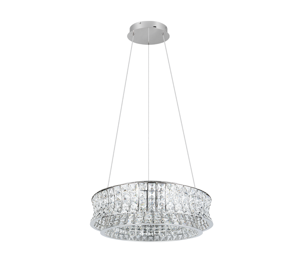 Candelabru LED Suspendat Premium Zevion Silver Crystal Echivalent 500W