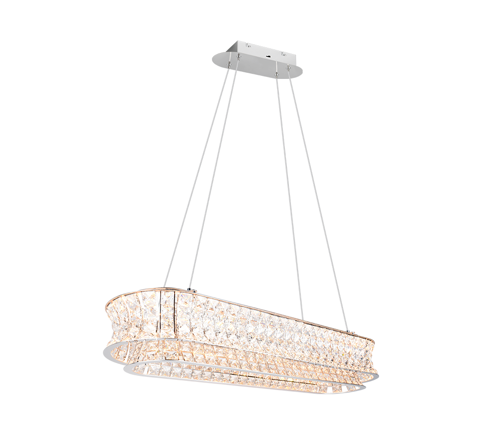 Candelabru LED Suspendat Premium Zevion Silver Crystal Echivalent 600W