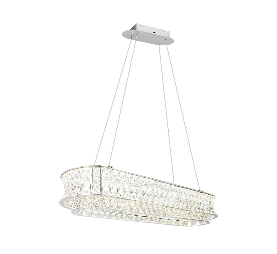 Candelabru LED Suspendat Premium Zevion Silver Crystal Echivalent 600W
