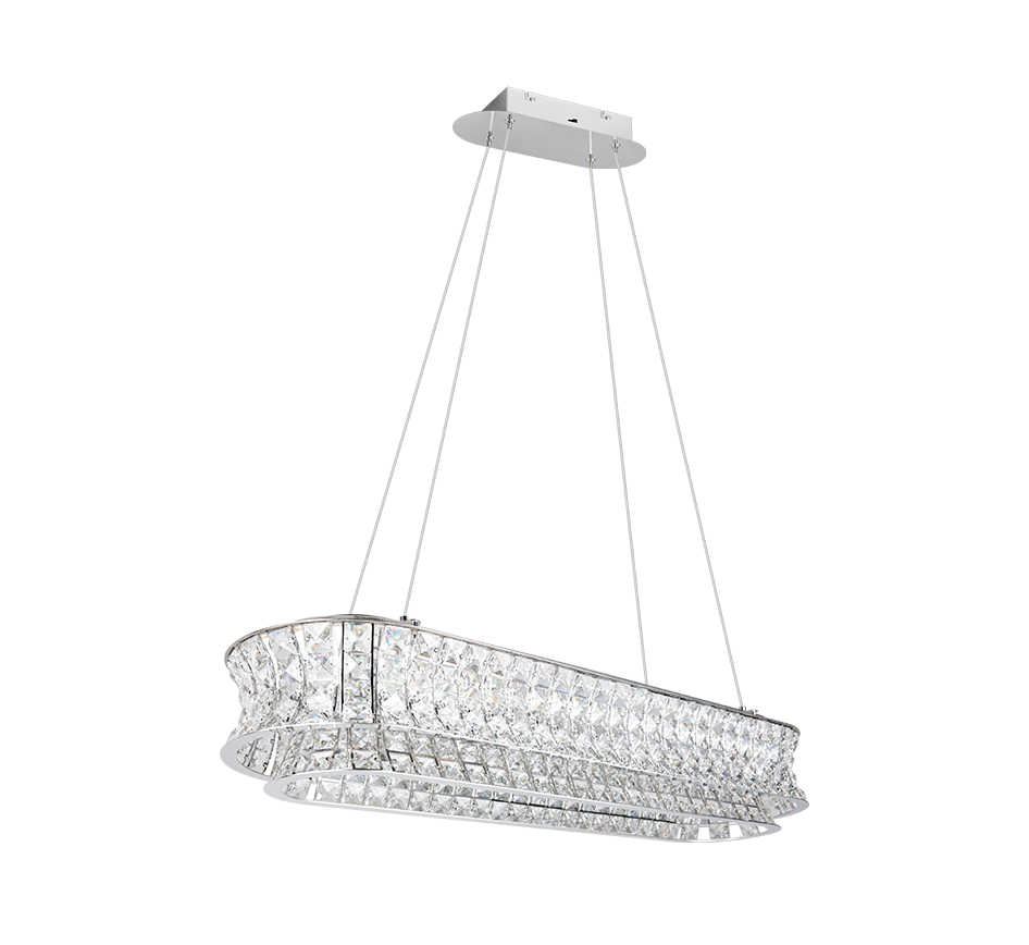 Candelabru LED Suspendat Premium Zevion Silver Crystal Echivalent 600W